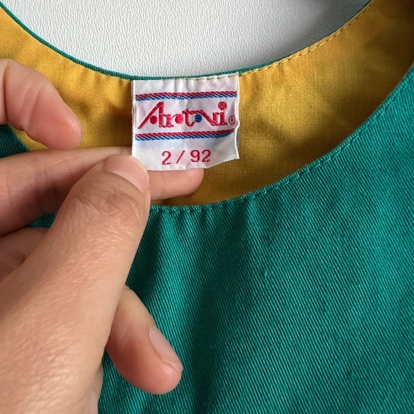 Vintage Color block Blue and Yellow Kids Overalls Jumpsuit Size 2/92 - Picture 5 of 7